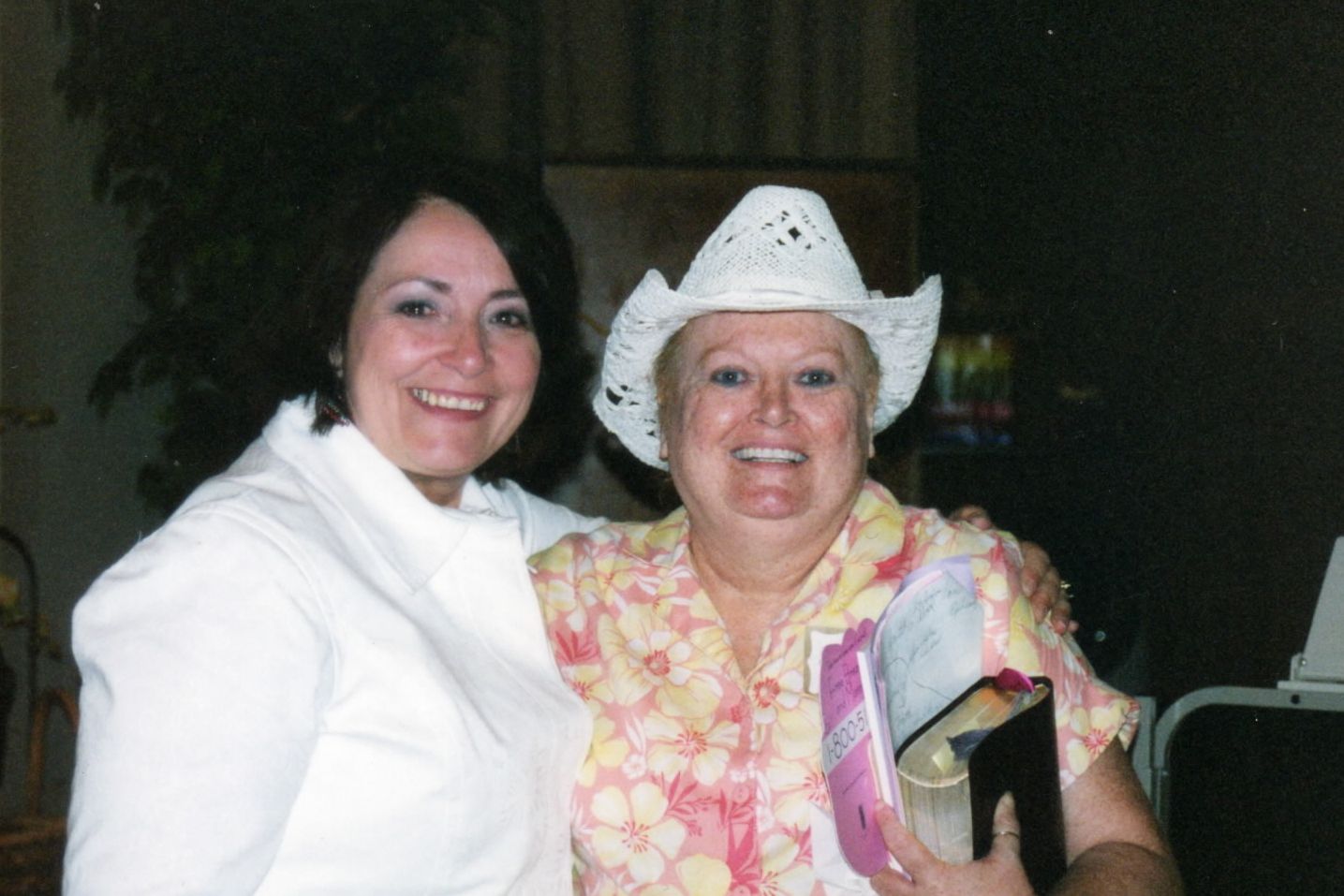 Linda with a friend at a hometown gathering