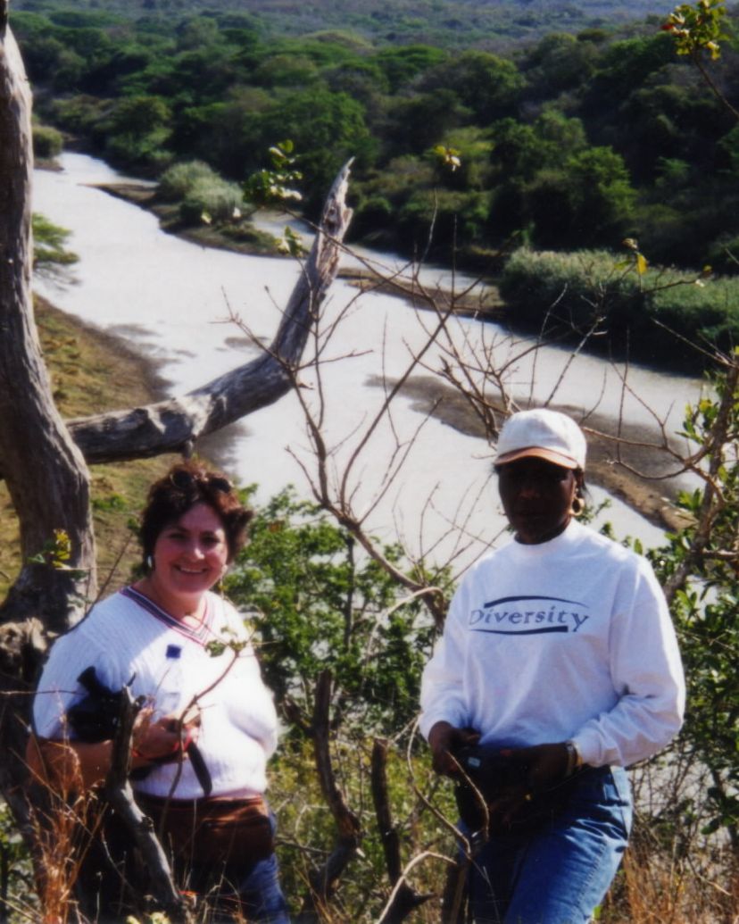 Linda on mission overlooking a river in South Africa